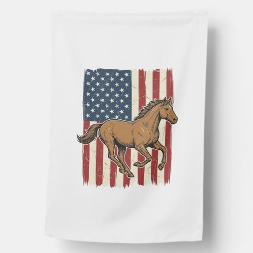 Vintage Running Horse Patriotic Flag Shirt Design_