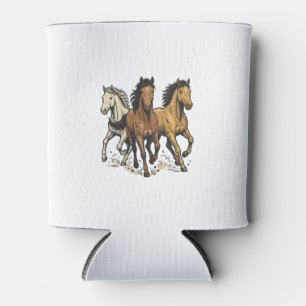 Vintage Running Horses Vector Art Design_1 Can Cooler