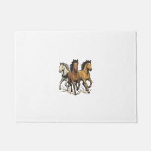 Vintage Running Horses Vector Art Design_1 Doormat