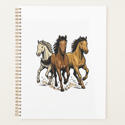 Vintage Running Horses Vector Art Design_1 Planner