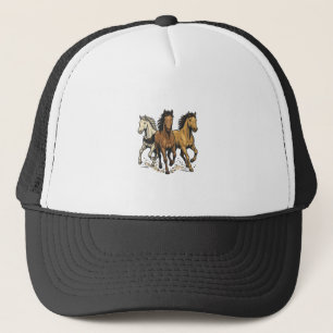 Vintage Running Horses Vector Art Design_1 Trucker Hat