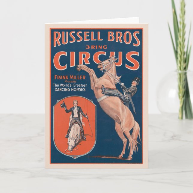 Vintage Russell Brothers Circus Poster. Card (Front)