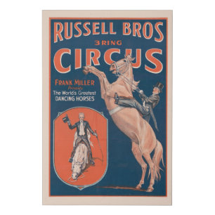 Vintage Russell Brothers Circus Poster. Faux Canvas Print