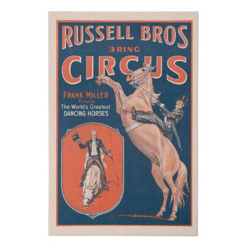 Vintage Russell Brothers Circus Poster Faux Canvas Print