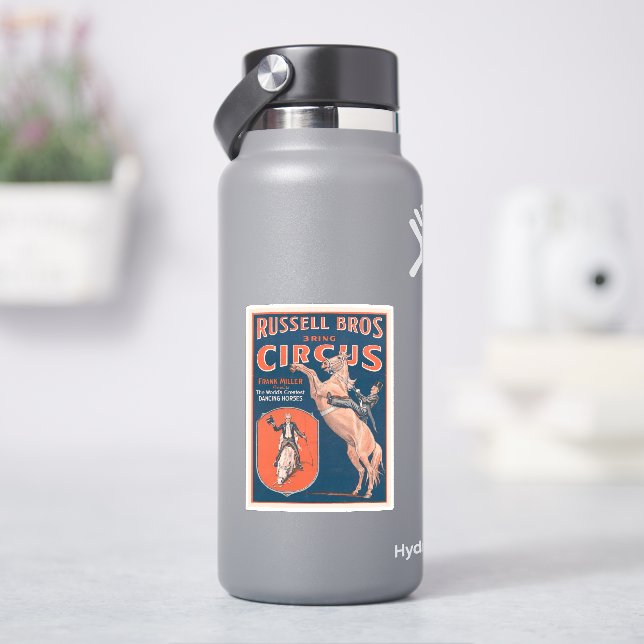 Vintage Russell Brothers Circus Poster. Sticker (HydroFlask)