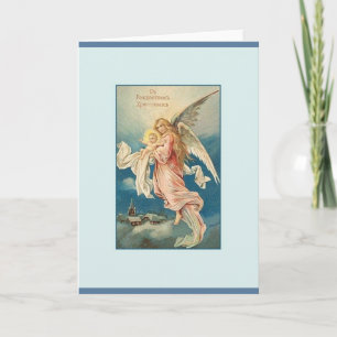 Vintage Russian Angel and Jesus Christmas Card
