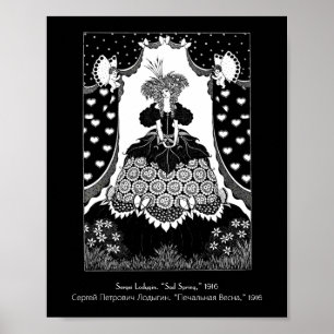 Vintage Russian Art Nouveau Queen and cupids Poster