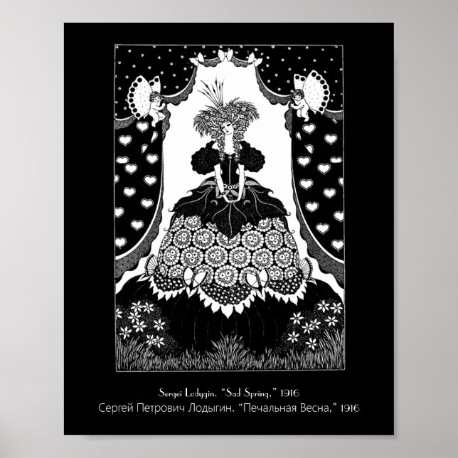 Vintage Russian Art Nouveau Queen and cupids Poster (Front)