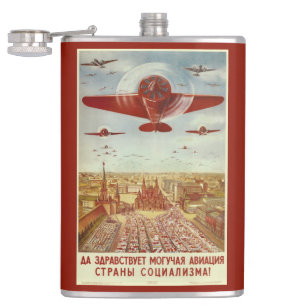 Vintage Russian Aviation Propaganda flask