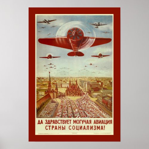 Vintage Russian Aviation Propaganda poster