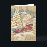 Vintage Russian Christmas New Year Greeting Card<br><div class="desc">Retro / Vintage Russian Christmas greeting card.  Santa Claus in his sled riding through a winter forest!  с новым годом !  Happy New Year!</div>