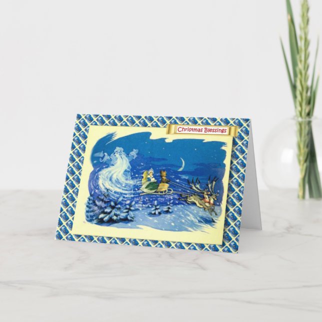 Vintage Russian Christmas,  Phantom Santa Holiday Card (Front)