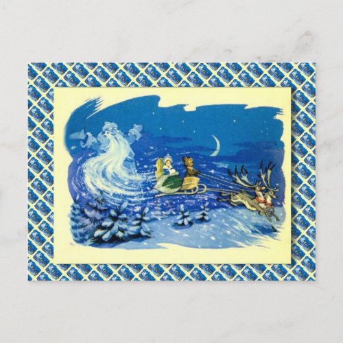 Vintage Russian Christmas Phantom Santa Holiday Postcard