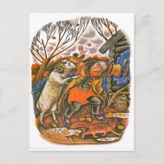 Vintage Russian illustrations, Aesop's fables 9 Postcard (Front)