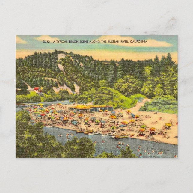 Vintage Russian River Bathing Beach Postcard (Front)
