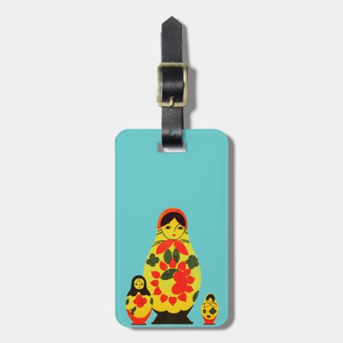 Vintage Russian Russia Chic Matryoshka Doll Luggage Tag