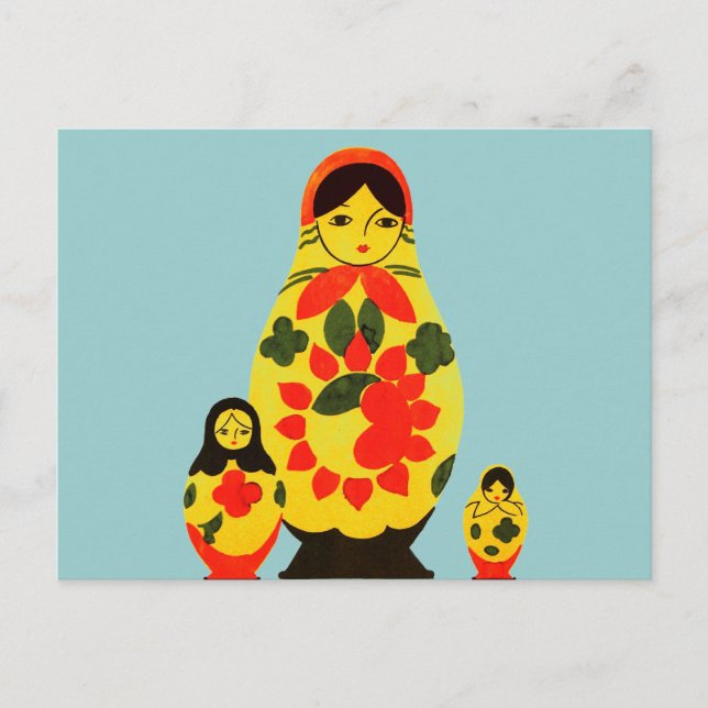 Vintage Russian Russia Chic Matryoshka Doll Postcard (Front)