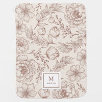 Vintage Rust Cream Botanical Floral Pattern