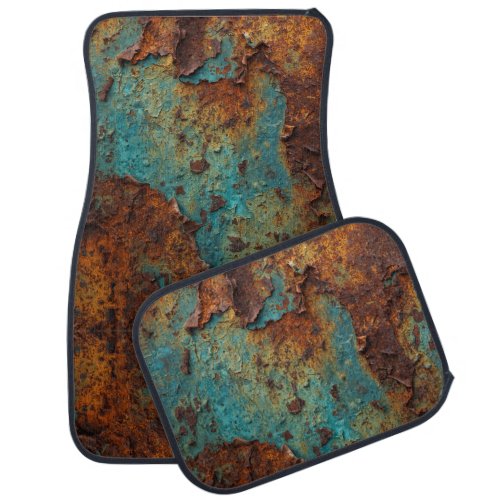 Vintage Rusted Steel Patina Industrial Texture Car Floor Mat