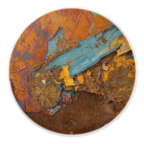 Vintage Rusted Steel Patina Industrial Texture Ceramic Knob