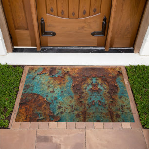 Vintage Rusted Steel Patina Industrial Texture Doormat