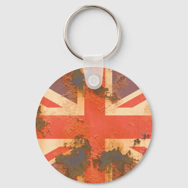 Vintage Rusted United Kingdom Flag Keychain (Front)