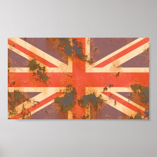 Vintage Rusted United Kingdom Flag Poster