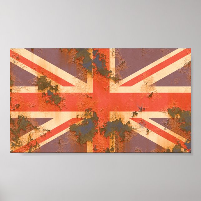 Vintage Rusted United Kingdom Flag Poster (Front)