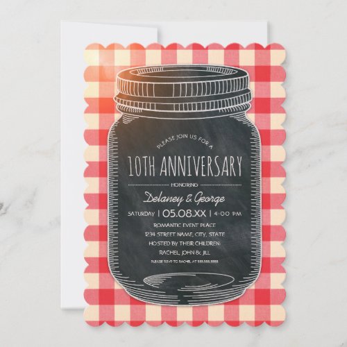 Vintage Rustic 10th Wedding Anniversary Picnic Invitation