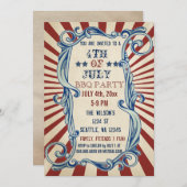 Vintage Rustic 4th of July BBQ Party Invitations (Front/Back)