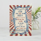 Vintage Rustic 4th of July BBQ Party Invitations (Standing Front)