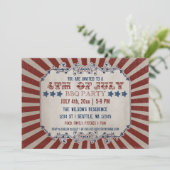 Vintage Rustic 4th of July BBQ Party Invitations (Standing Front)