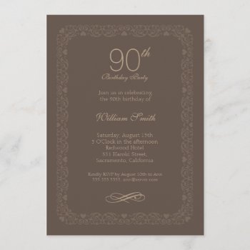 Vintage Rustic 90th Birthday Party Invitations by superdazzle at Zazzle