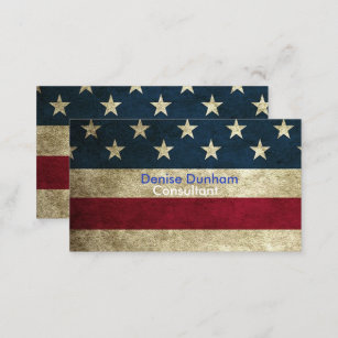 Vintage Rustic American Flag Business Cards