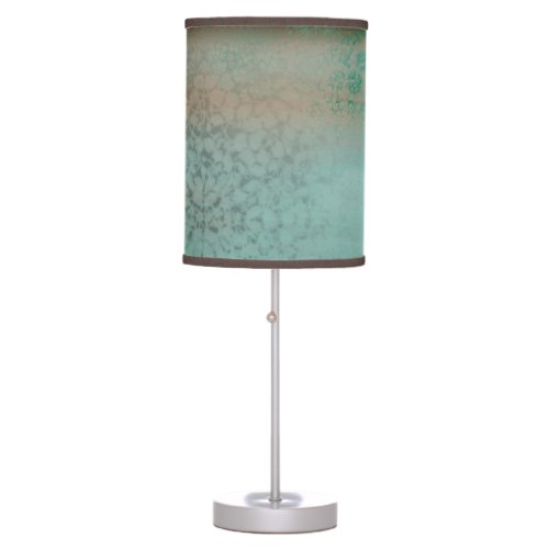 Vintage Rustic Antique Teal Faux Lace Table Lamp