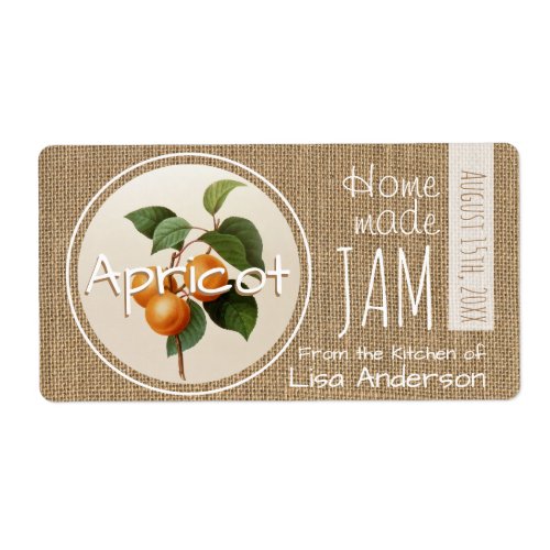 Vintage Rustic Apricot Jam personalized H Label