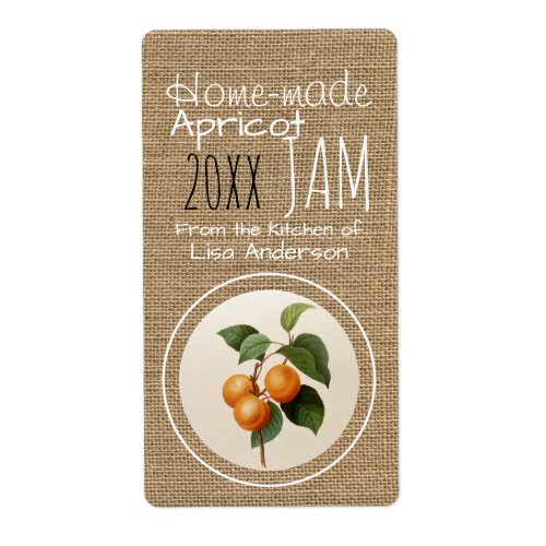 Vintage Rustic Apricot Jam personalized Label