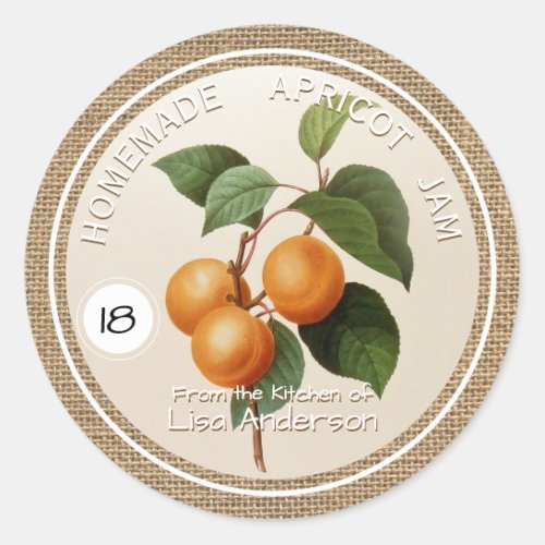 Vintage Rustic Apricot Jam personalized R Label