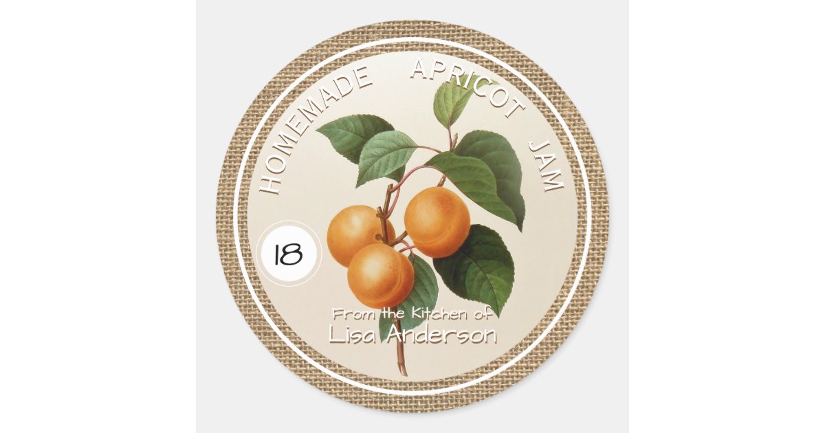Vintage Rustic Apricot Jam personalized R Label | Zazzle.com