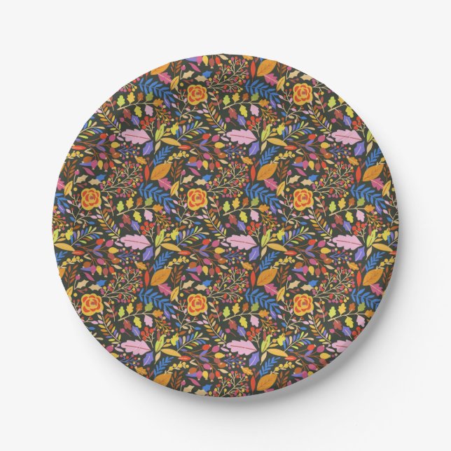 Vintage Rustic Autumn Fall Botanical Garden  Paper Plates (Front)