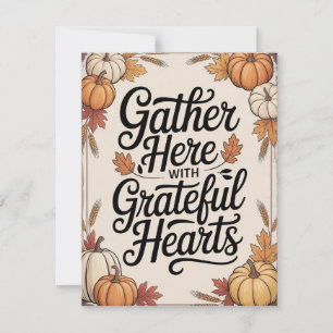 Vintage Rustic Autumn - “Gather Here with Grateful Holiday Card
