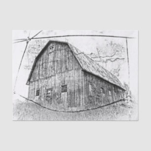 Vintage Rustic Barn Black And White Farm Texture Tissue Paper