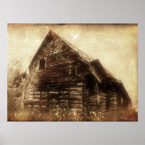 Vintage Rustic Barn Sepia Country Texture Poster