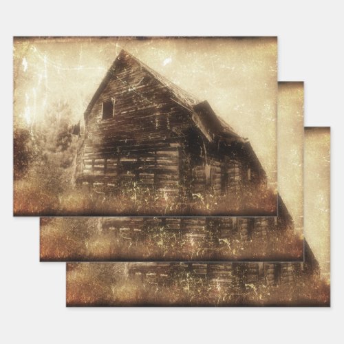 Vintage Rustic Barn Sepia Country Texture Wrapping Paper Sheets