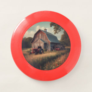 vintage/rustic barn & tractor art Wham-O frisbee