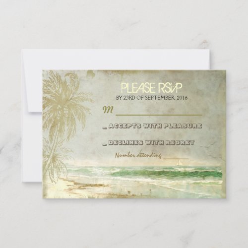 vintage rustic beach wedding RSVP cards
