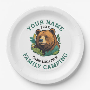 Vintage Rustic Bear Family Camping Paper Plates