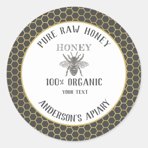 Vintage rustic bee honey comb honey jar classic round sticker