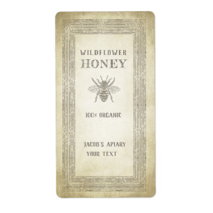 Vintage rustic bee honey jar label
