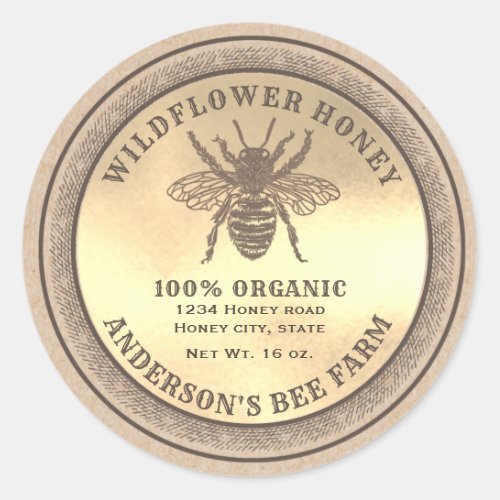 Vintage rustic  bee  honey jar label